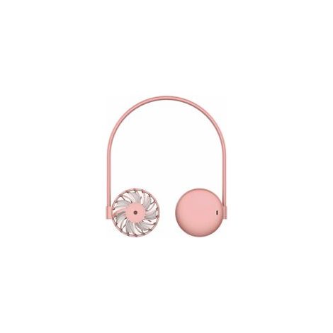 Mini ventilateur de cou suspendu réglable, portable, rose –