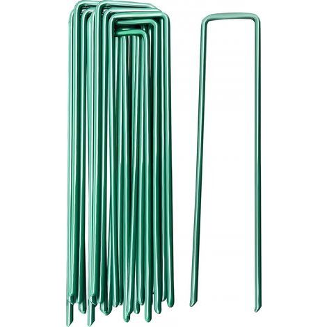 Piquets de Jardin Piquet de Tente Piquets de Fixation en Acier Agrafes Pelouse pour Bache Mauvaise Herbe 10 Pièces (1/4)