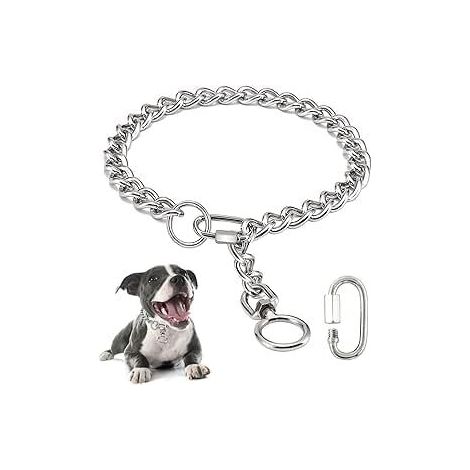 Collier de dressage en métal pour chien avec maillons robustes et boucle réglable