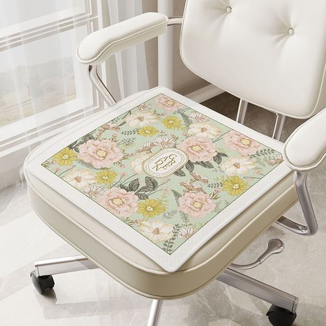 Coussin de siège en fibre de soie glacée, coussin de canapé rafraîchissant, natte rafraîchissante, antidérapant, respirant (dimensions : 50 × 50 cm) (1/5)