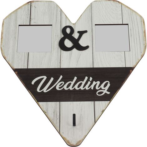 Cadre photo en bois pour mariage, décoration murale en forme de cœur, crochet clé, décoration de noce, accroche-photo créative, lot pour studio de mariage (JM00783) (1/5)