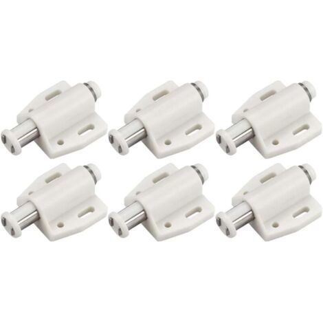 BUNTHAUS Lntyq 6 PCS Loqueteau Magnétique à Pression Loquet Aimanté en Plastique Loquet Magnétique à Fermeture Douce pour Porte Cabinet Tiroir Placard Coulissante Chambre Cuisine Salle de Bain - Blanc