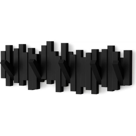 Perchero moderno de pared, perchero creativo para teclas de piano con 5 ganchos plegables, negro. (1/5)