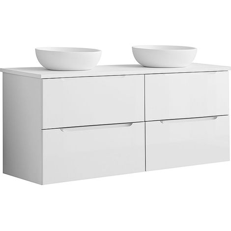 Kibath Mueble de baño con Lavabo VICTORIA 120x45 cm acabado Blanco mate 2 cajones suspendido