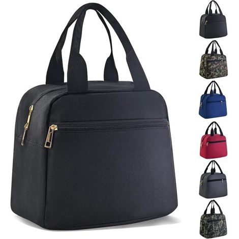 Fiambrera para hombre y mujer,bolsa isotérmica para el almuerzo,bolsas reutilizables para el almuerzo,viajes y picnics (negra) (1/5)