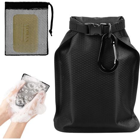 Sac de savon de voyage portable, compact et étanche, cubes de savon anti-fuite, séchage rapide avec crochet en mousse pour voyage (1/5)