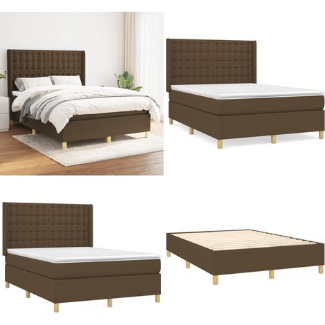 Boxspringbett mit Matratze Dunkelbraun 140x200 cm Stoff - Boxspringbett - Doppelbett - Bettenrahmen - Matratze - Matratzenauflage - Home & Living (1/5)
