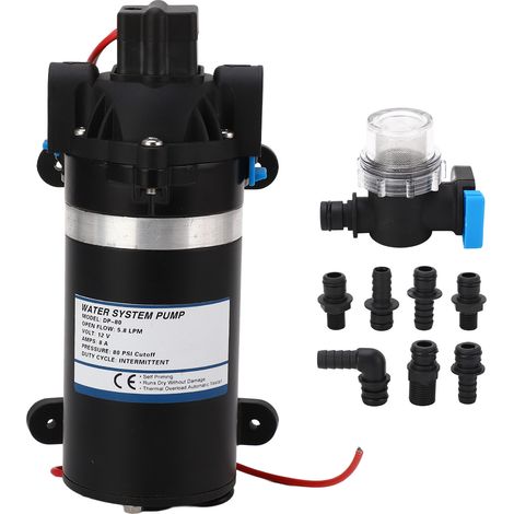 12V DC 80psi 5,8L/min selbstansaugende Hochdruck-Membranpumpe für die Vernebelung in Häusern, Booten, Wohnmobilen oder maritimen Anwendungen (1/5)
