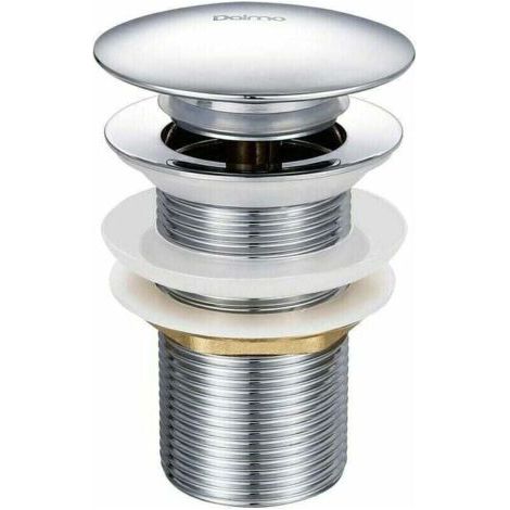 Bonde de Lavabo Pop-up sans Trop-Plein en Laiton Chromé G 1-1/4, Équipée d'un Système d'Ouverture et de Fermeture Facile à Bouton-Poussoir. (1/4)