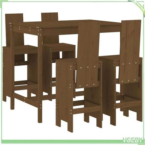 Ensemble de bar de jardin - FAFEICY - 3157778 - Bois de pin massif - Marron miel - 4 places (1/5)