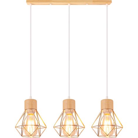 3 Luces Lámparas De Colgar Vintage Plafones Retro Plafones De Interior Moderna Para Interiores Oro Lámparas De Colgar De Madera De Metal