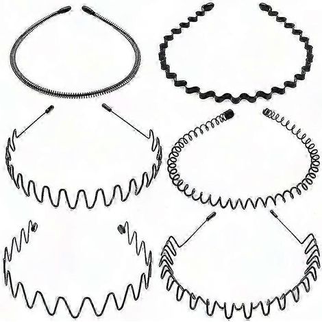 6-teiliges Set aus Metall-Haarbändern, weiche und flexible schwarze Haargummis, Unisex-Modeaccessoires für Männer, Frauen und Kinder (1/5)