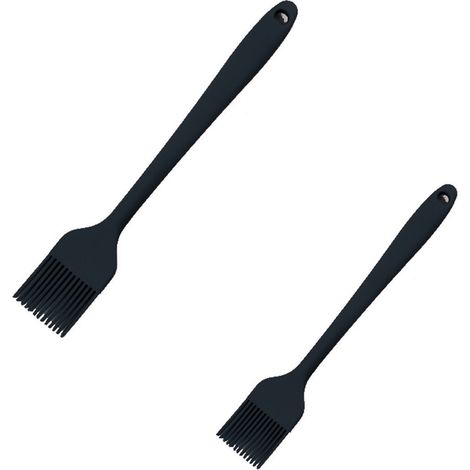 Lot de 2 pinceaux à épices pour barbecue (grand et petit) - Noir (1/5)