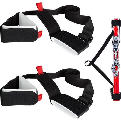 Adjustable ski carrying straps, 2 pieces, ski attachment, Velcro closure, lightweight and practical, accessories for skis, winter skiing and other outdoor sports (1/5)