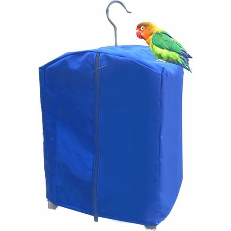 Couverture de Cage à Oiseaux -T-Audace Universelle Filet de Protection pour Cage Oiseaux Lavable, Housses Anti Graine pour Cages à Oiseaux, Ventilé est Antipoussière, pour Oiseaux Perroquet, Bleu (1/5)