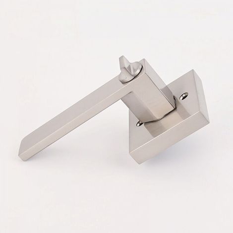 Poignée de porte de chambre/salle de bain, pour salles de bain privées et portes intérieures, poignée de porte robuste, finition nickel satiné (1/4)