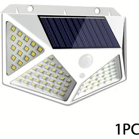 (1 pièce - Blanc) Applique murale LED extérieure solaire avec détecteur de mouvement PIR, compatible avec les lampes solaires et les éclairages de jardin. Décoration de jardin. (1/5)
