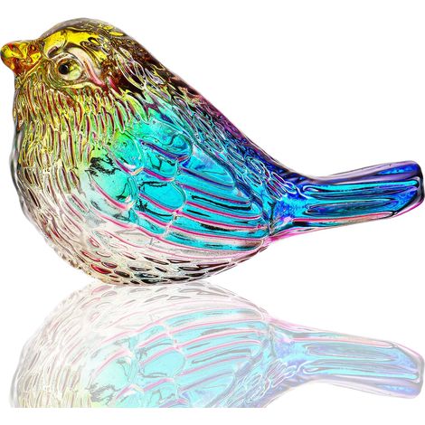 Figurine en verre soufflé coloré de 7,6 cm - Oiseaux miniatures en verre soufflé - Cadeaux pour amoureux des oiseaux - Figurines décoratives pour bureau et table pour femmes, hommes (1/5)
