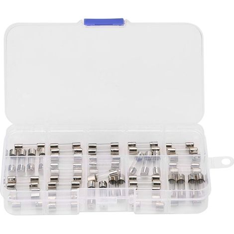 Kit assorti de 50 fusibles à tube en verre à fusion rapide 5x20 mm, Amp 0,25 A, 0,3 A, 0,5 A, 0,75 A, 1 A, 2,5 A, 3 A, 4 A, 6 A, 6,3 A. (1/5)