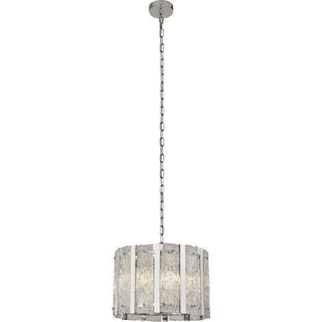 Searchlight ALEXANDRA - Plafonnier à 5 ampoules en argent satiné avec verre Aquatex, barres métalliques (1/3)