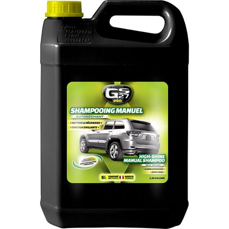 Shampooing manuel concentré 5 litres – Nettoyage auto sans traces – Formule auto-séchante pour brillance immédiate – Gs27