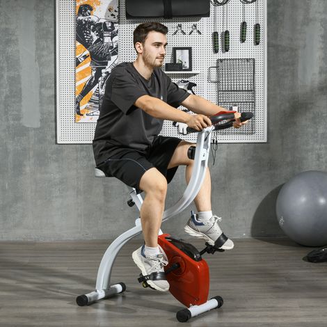 Klappbares magnetisches Heimtrainer-Fahrrad mit 8 Widerstandsstufen und verstellbarem Sattel, Stahl, 97 x 43 x 110 cm, rot (1/5)