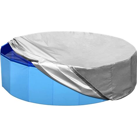 Couverture de piscine pour chien multi-tailles, couverture de baignoire ronde et pliable portable pour enfants, en tissu Oxford avec cordon de serrage, imperméable et anti-poussière - Couverture seule (1/5)