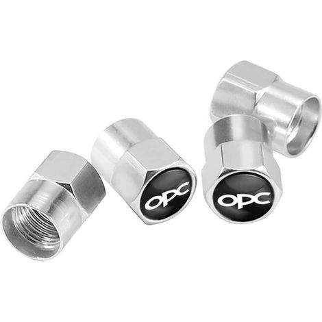 (B argent pour OPC) 4 bouchons de valve de pneu en alliage d'aluminium, accessoires anti-poussière, compatibles avec Opel OPC Corsa Astra Insignia Mokka Grandland Vectra Zafira (1/5)