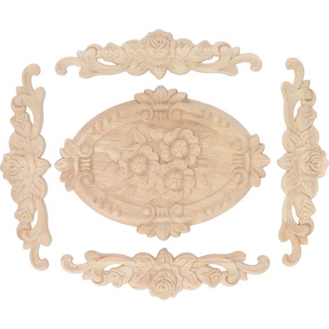 Appliques en bois de style européen, aspect raffiné, incrustation d'angle décorative en bois sculpté pour la décoration de portes de placards (1/5)