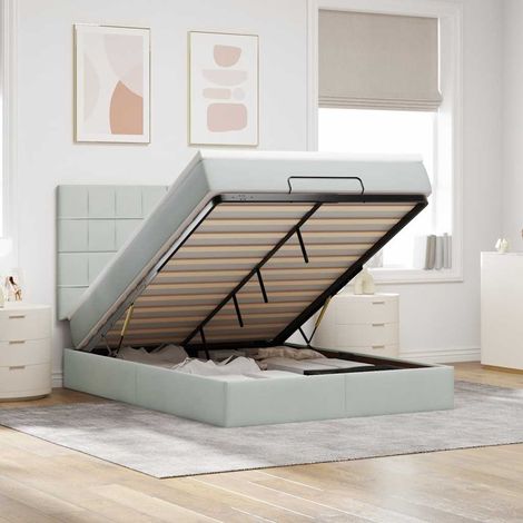 Estructura cama otomana colchones gris claro 140x190cm vidaXL (1/5)