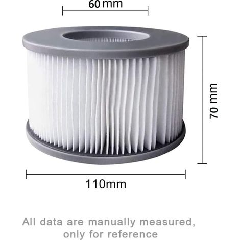 Lot 6 filtrations WuYan pour spas gonflables MSpa, cartouche filtrante améliorée compatible avec tous les spas MSPA actuels.