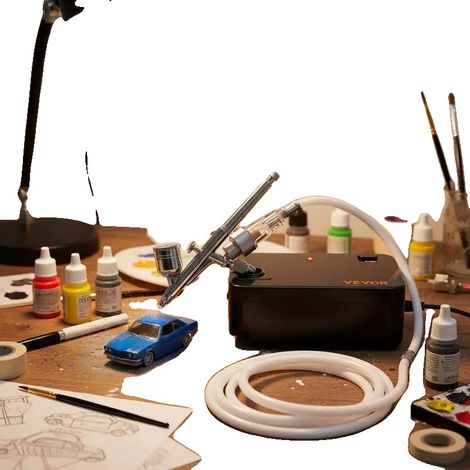 Kit d'aérographe, double action, compresseur de 30 psi, Rouge (1/2)