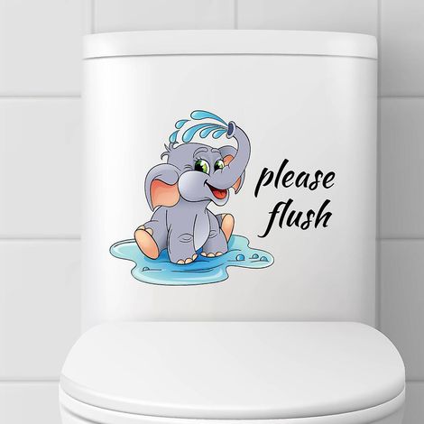 2pcs Autocollants Cartoon Cute Elephant, Sticker Mural Drle Pour Wc, Salle De Bain, Cuisine, Pvc (1/5)