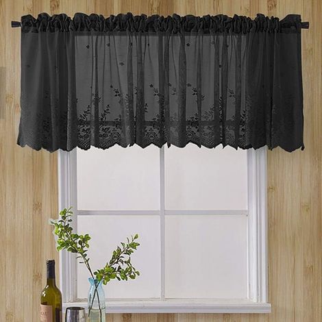 Voilage Jacquard transparent pour cuisine ou salon – 1 pièce, 74 x 90 cm, motif bistro champêtre, idéal fenêtre ou porte (1/5)