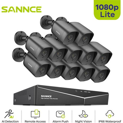 SANNCE 1080P Kit de Cámara de Vigilancia 16CH DVR Visión Nocturna Remote Access CCTV Sistema de Cámara de Seguridad (1/5)
