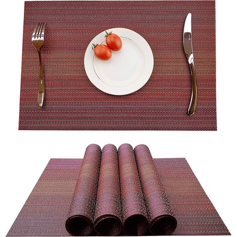 Placemat - Pvc Non-glissant - Résistant à la Chaleur et à l'Usure - Répulsif aux Salissures - Lavable en Eau - Pour Table de Salle à Manger Cuisine - Lot de 6 (1/5)
