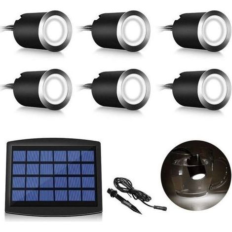 Lot de 6 spots LED solaire encastrables IP67 – Étanches pour extérieur – 4000 K blanc neutre – Autonomie jusqu'à 16h – Ø 32 mm (1/5)