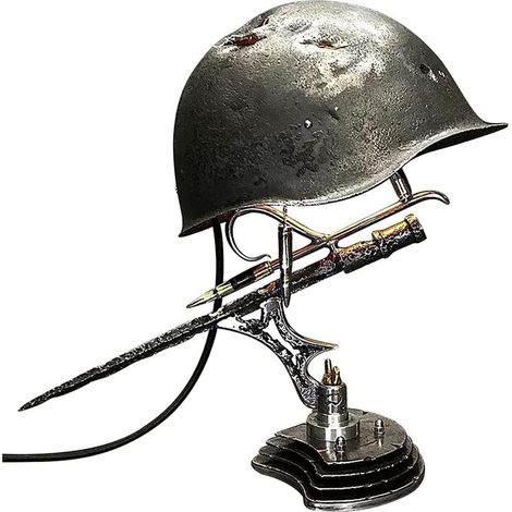 Objets de guerre, lampes à LED, statues, casques, soldats de la Seconde Guerre mondiale, lampes casque de guerre, accessoires éducatifs vintage, souvenirs, cadeaux historiques (1/5)