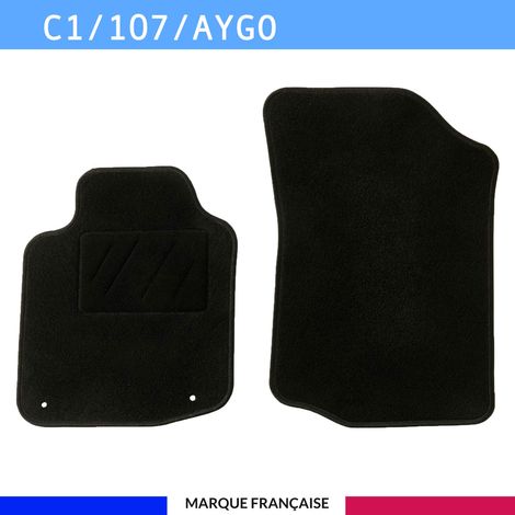 Tapis de sol voiture - Sur mesure pour  Citroen / Peugeot / Toyota C1 / 107 / AYGO (09/2010-12/2014) - Antidérapant - Tapis avant (1/4)
