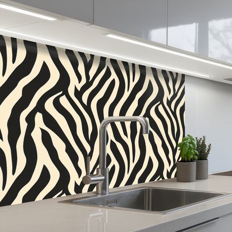 Kitchen Splashback Zebra - Print - Classic - Black 80x60 cm