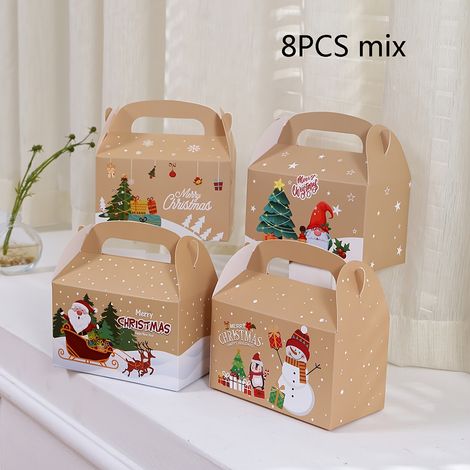 Lot de 8/12 pièces, boîte cadeau créative de Noël 16 x 9 x 9 cm avec Père Noël et renne, idéale pour emballage de fêtes (1/5)