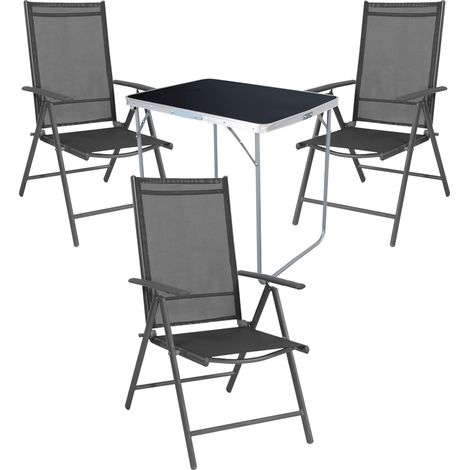 4-tlg Campingtisch + 3x Klappstuhl-MMC330870B+3xM116001