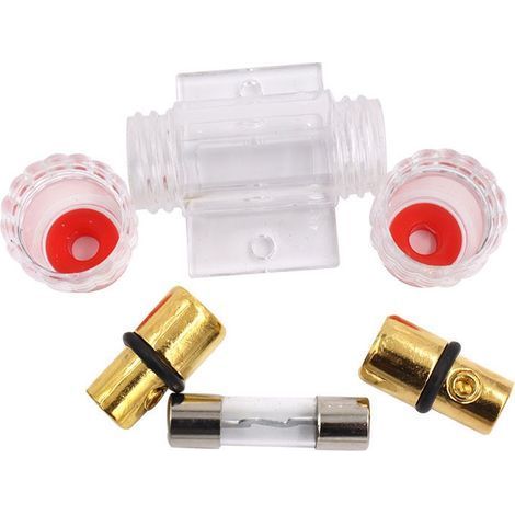 1 Porte-fusible AGU en Ligne plaqué Or et 1 fusibles AGU en Verre plaqué Or 40A pour la Protection de sécurité de l'alimentation Audio Automobile (40A) (1/4)