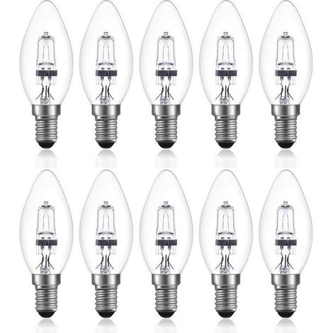 Ampoule halogène 42 W E14 C35 à intensité variable, AC 220-240 V, blanc chaud 2700 K, ampoule halogène transparente E14 (lot de 10)