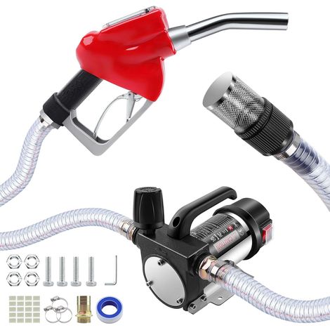 Pompe de Transvasement Diesel 12V 990W, Pompe Gasoil Electrique, 12GPM Pompe de Transfert 60L/min, Pompe à Carburant avec Gicleurs à arrêt Automatique, 6M Tuyaux, Pistolet de mesure (1/5)