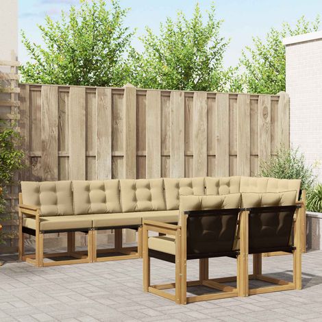 vidaXL Outdoor-Sofagarnitur mit Kissen 8 pcs Weiß und Beige (1/5)