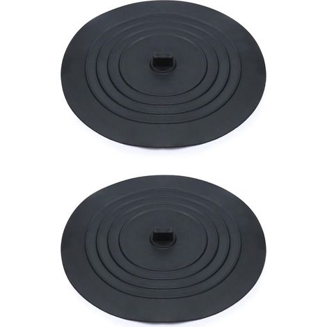 Set mit 2 Silikon-Abflussstopfen, Spülbecken- und Badewannenstopfen, 15 cm, für Küchenspüle und Badewanne, Schwarz (1/5)