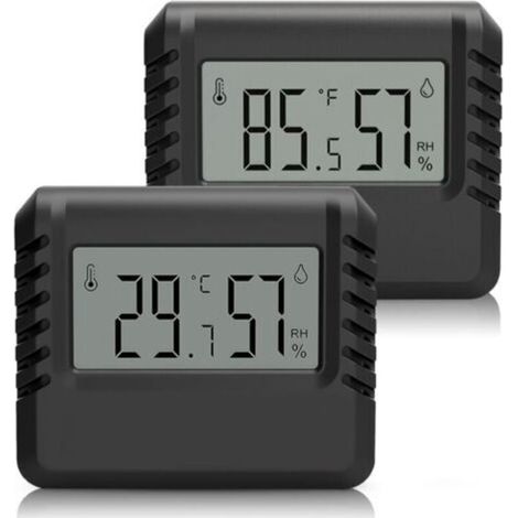 Lot de 2 thermomètres hygromètres – hygromètre, thermomètre d'ambiance, thermomètre numérique noir (1/4)