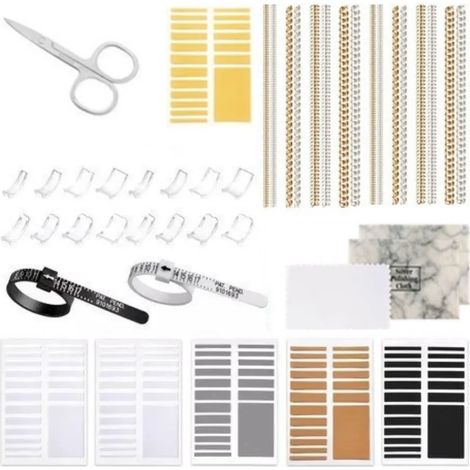 Kit de réglage invisible en TPU pour anneaux, 43 pièces, dimensions 10 cm x 0,3 cm, kit à monter soi-même pour fixation discrète (1/5)