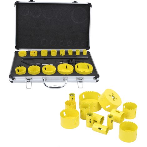 Kit de scie cloche métal HSS ouvre-boîte pour bois avec clé et vis, outil de perçage pour menuisier (1/5)